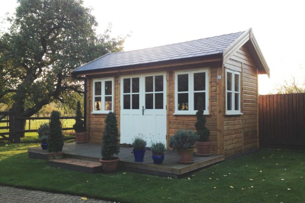 traditional garden room with georgian style doors