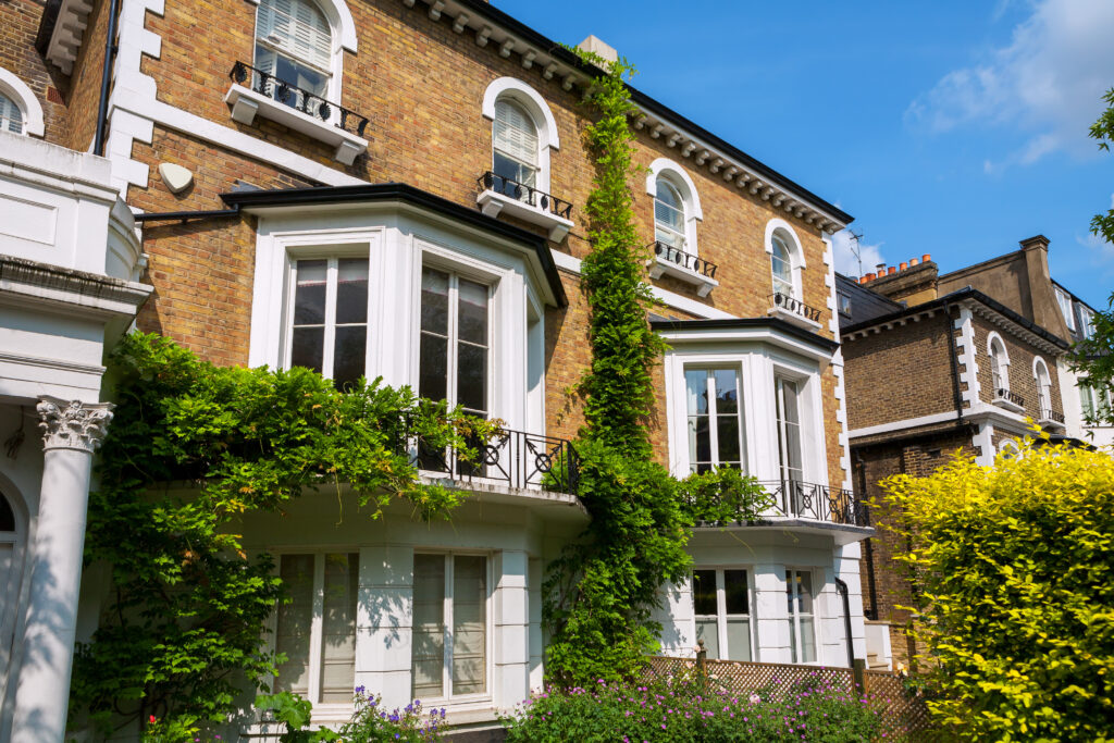 Traditional town houses at Hammersmith district in London. England