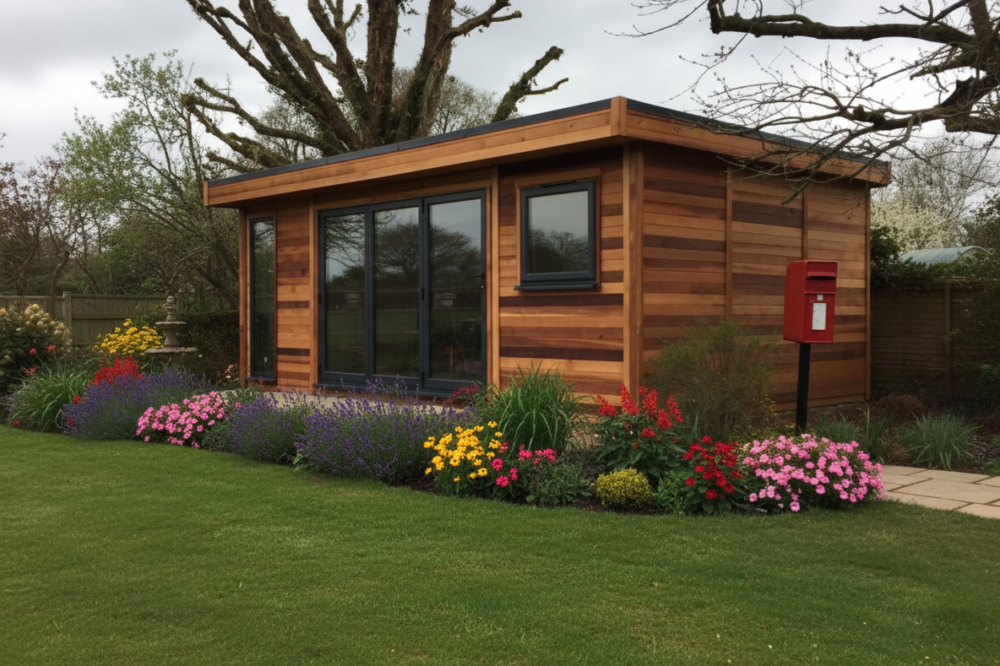 Contemporary Garden Office with a postbox