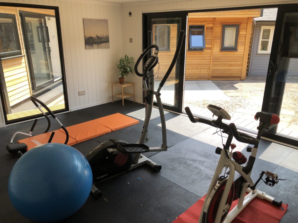 Contemporary garden gym with fitness equipment