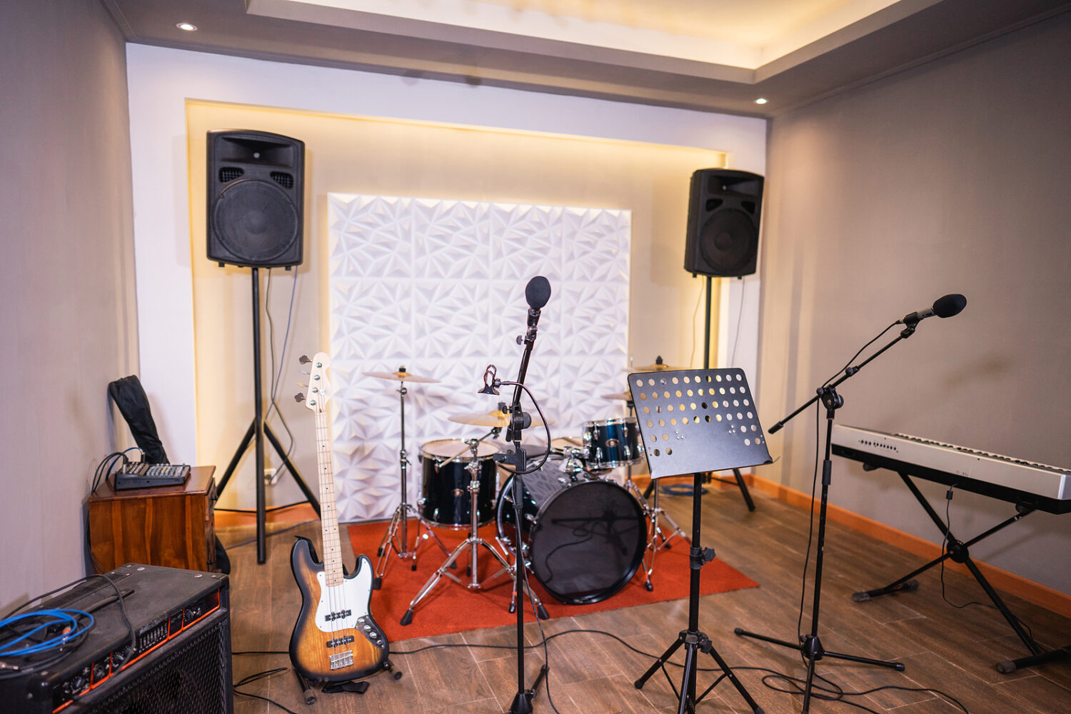 interior of Music Studio room with musical instrument