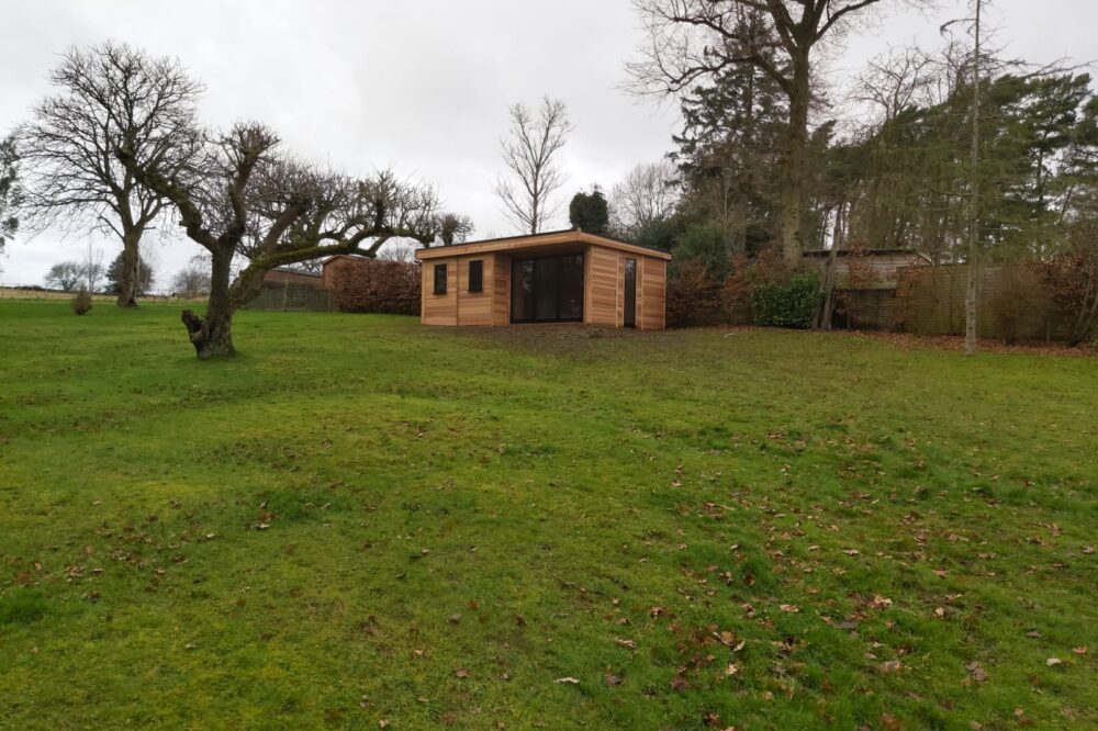 Modern garden pod in field