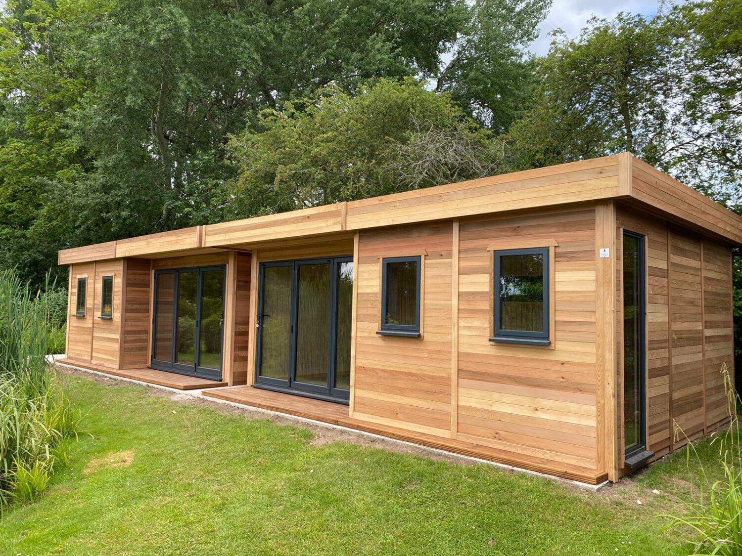 Two Modern Garden Offices sat next to each other