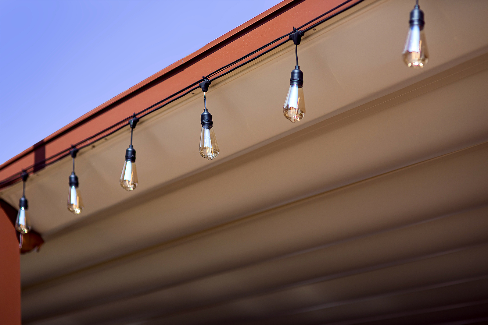 garland of large edison lamps as fairy lights