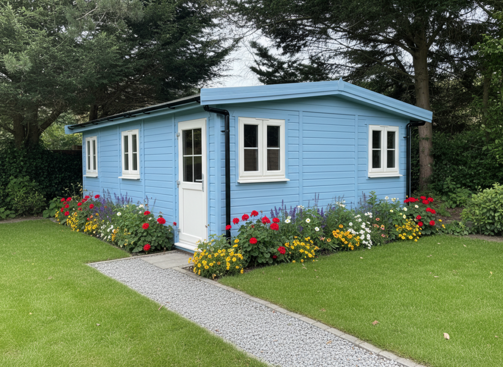 blue garden room in Essex