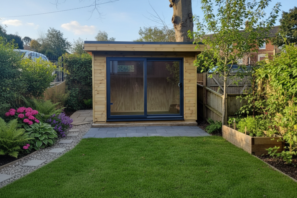 Garden room with a patio door