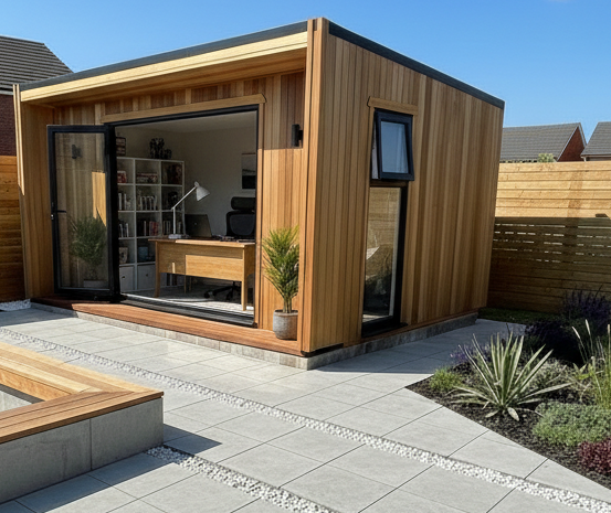 Garden room with a bifold door