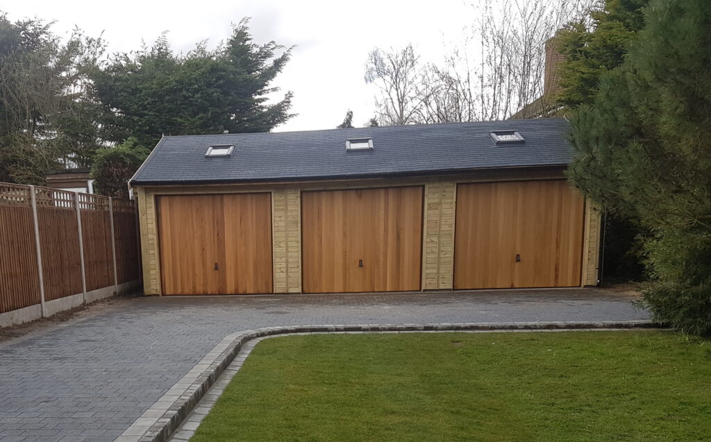 Triple Wooden Garages from Warwick Buildings