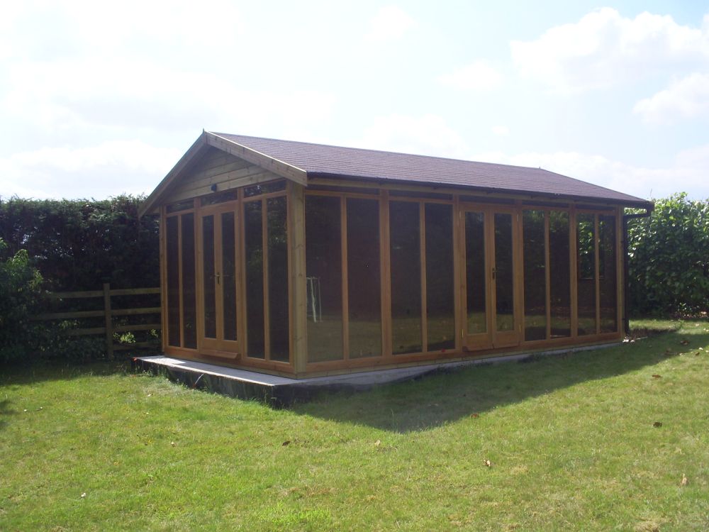 garden studio with multiple panes of glass