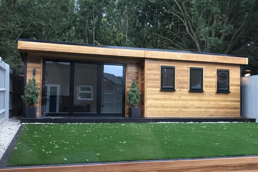 Modern garden room used as a garden gym