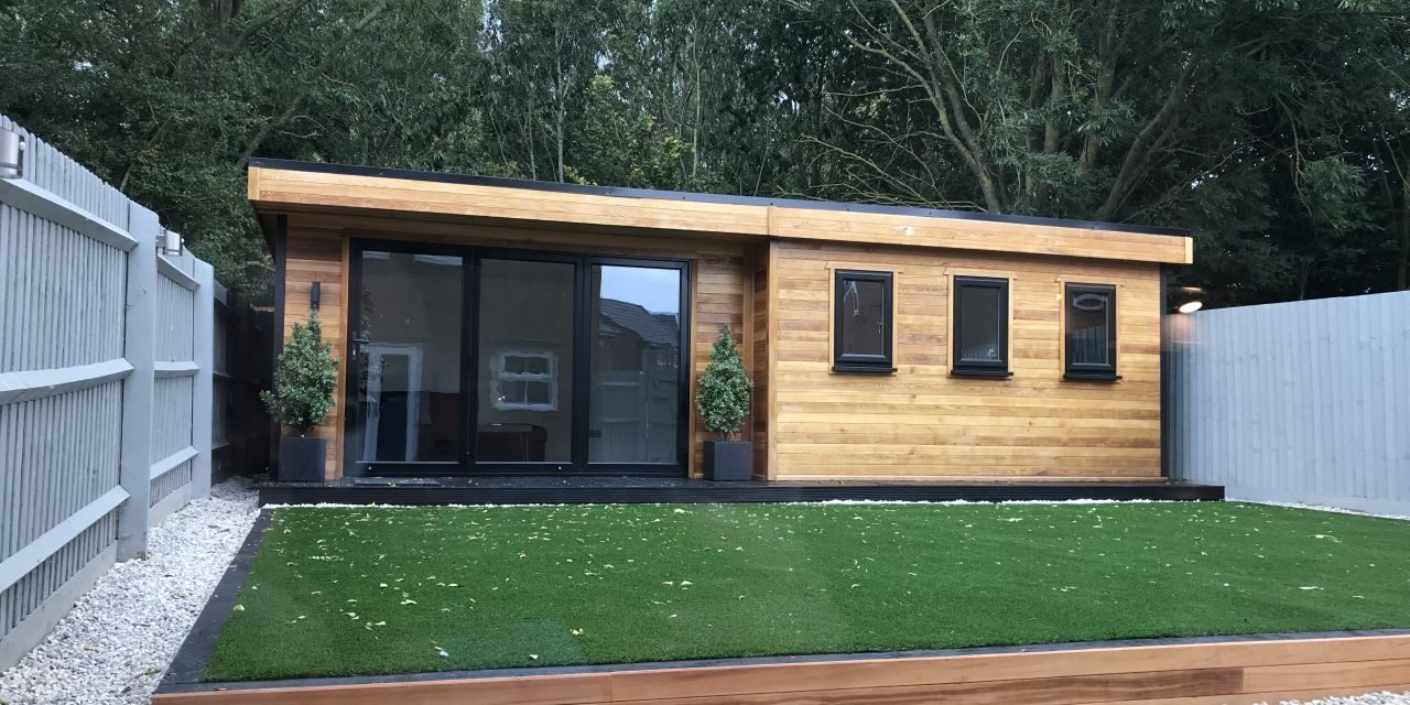 Modern garden room used as a garden gym