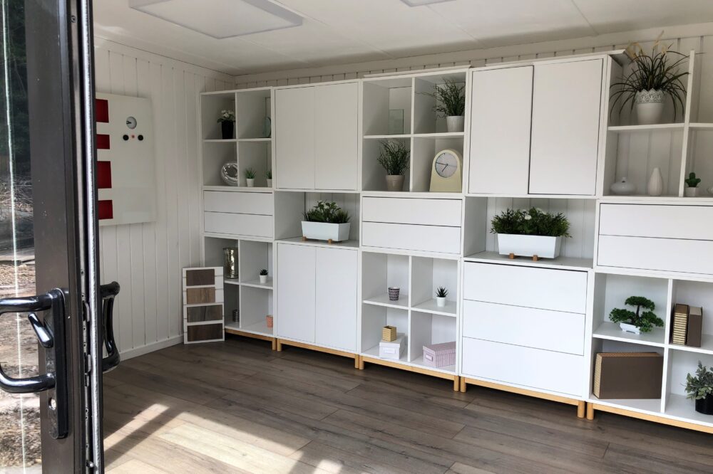 Ikea furniture inside Garden Office Pod