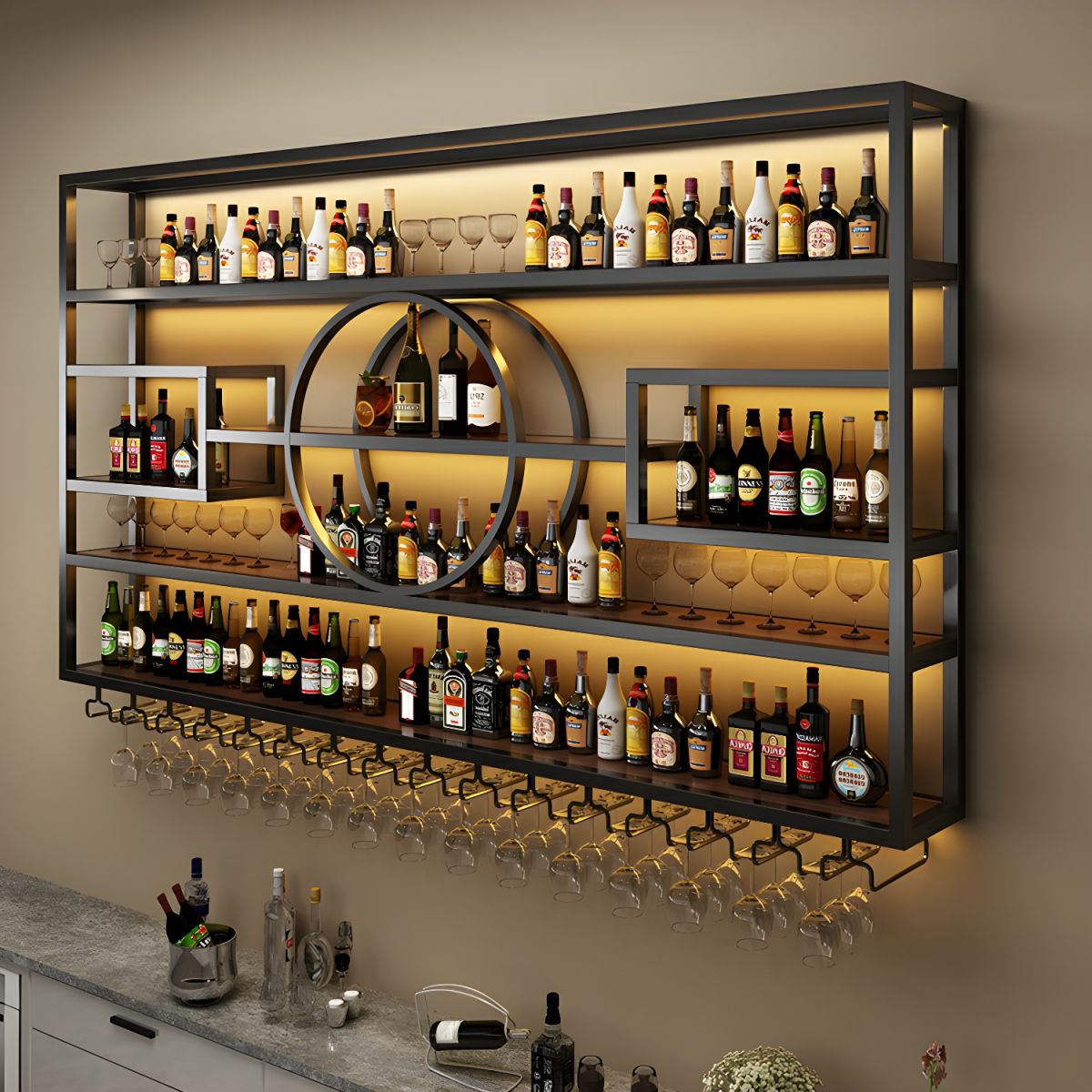 wine rack for a garden bar